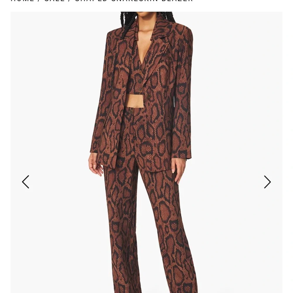 NWT WeWoreWhat Brown Cognac Snake Python Oversized Boyfriend Blazer Sz 8 - Picture 2 of 7